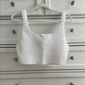 White Ribbed Women's Top